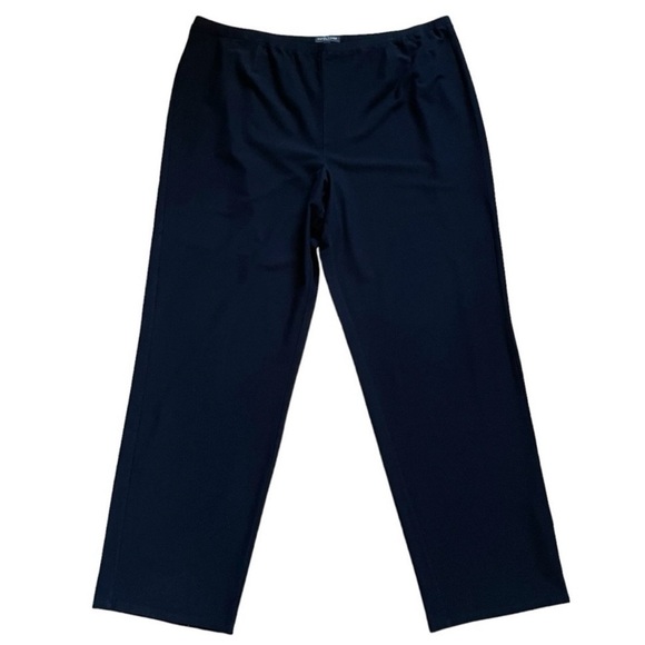 EILEEN FISHER Woman System Washable Crepe Pants Black Pull On Elastic Waist - Picture 2 of 10